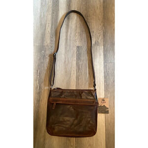 JACK GEORGES Voyager Crossbody Bag Brown Buffalo Leather Unisex NEW $240 Rustic